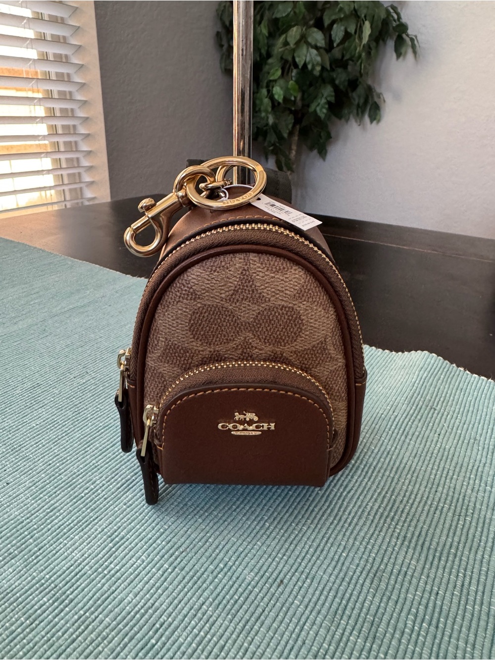 Coach Mini Court Backpack Bag Charm in Signature Canvas